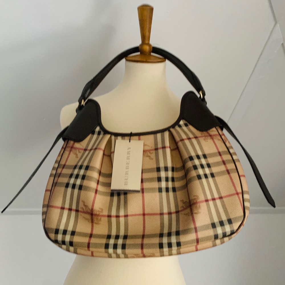 Burberry Haymarket Hobo Handbag